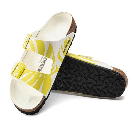 Birkenstock Arizona Birko-Flor Narrow Slide Sandal (Women) - Monstera Lime Sour Sandals - Slide - The Heel Shoe Fitters