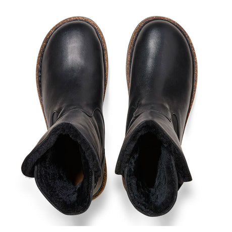 Birkenstock Uppsala Mid Boot (Women) - Black/Black Leather/Shearling Boots - Winter - Mid Boot - The Heel Shoe Fitters