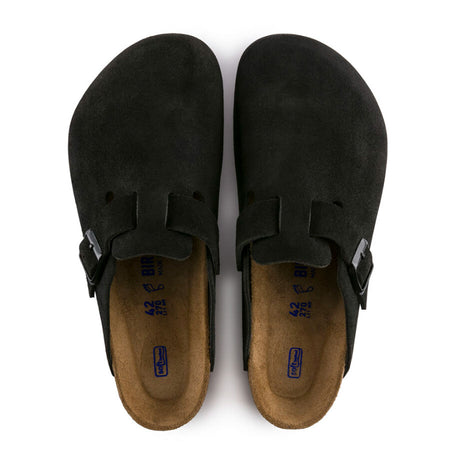 Birkenstock Boston Soft Footbed Clog (Unisex) - Black Suede Dress-Casual - Clogs & Mules - The Heel Shoe Fitters