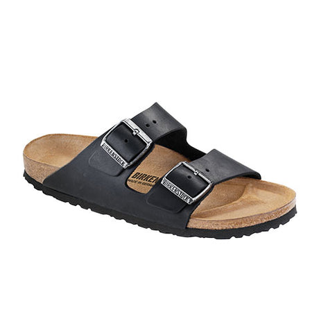 Birkenstock Arizona Slide Sandal (Unisex) - Black Oiled Leather Sandals - Slide - The Heel Shoe Fitters